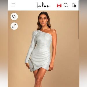 Brightly Shining Silver Metallic One-Shoulder Mini Dress